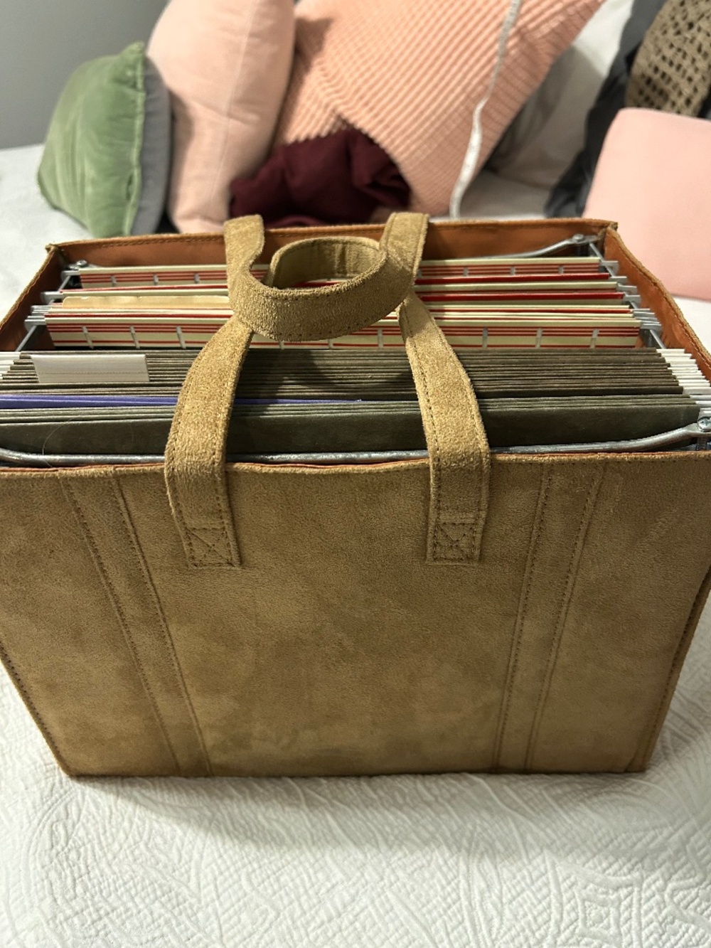 1990’s Vintage Light Brown Suede File Carrier
